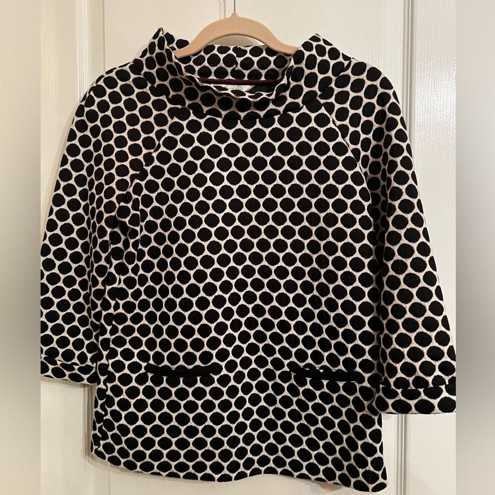 Boden Black Polka Dot Top Size 4